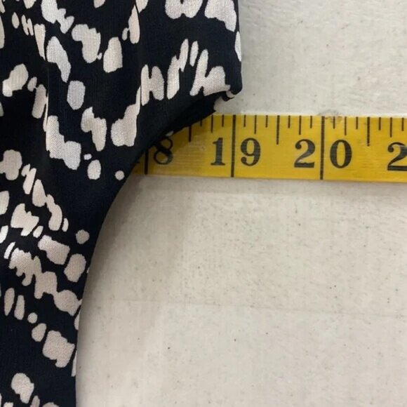 Chaps Black & White Cap Sleeve Dress Ruched Waist XL - Picture 6 of 7